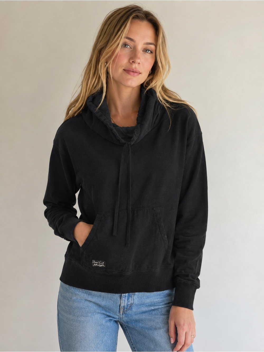 Ralph Lauren Black Pullover Hoodie with Logo Patch